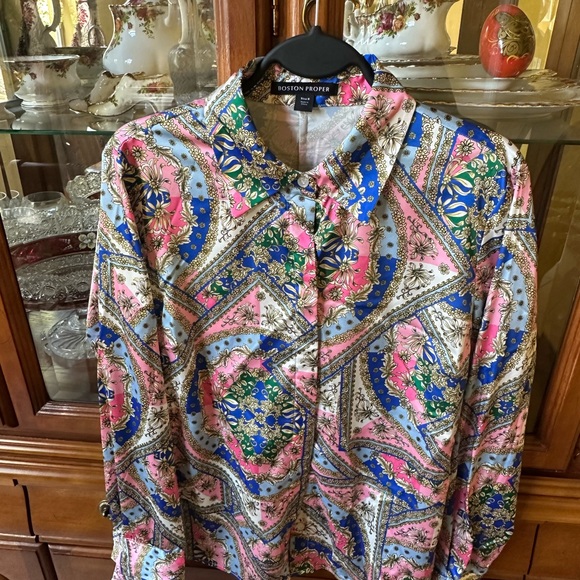 Boston Proper Multicolor Patterned Blouse - Picture 1 of 4